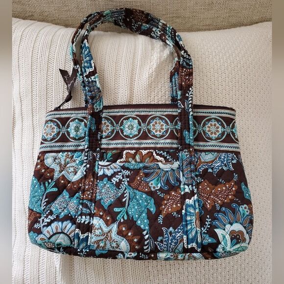 Vera Bradley Vintage Java Blue Shoulder Handbag - Picture 2 of 12